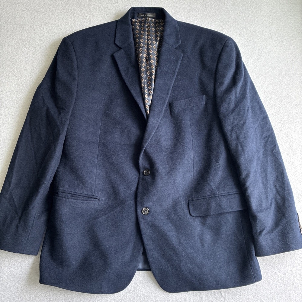 Lauren Ralph Lauren Men's Flannel Wool Silk Cashmere 2-Button Blazer Navy 46R